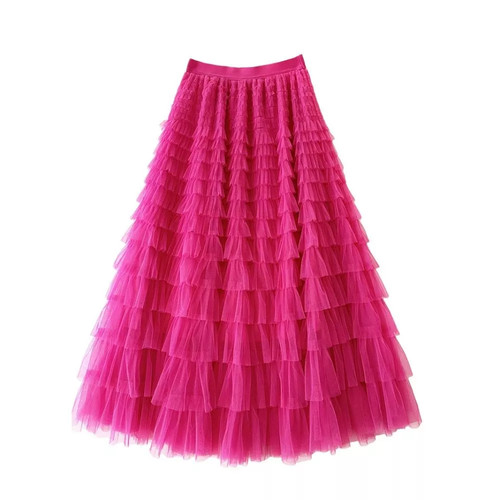 Gonna tulle lunga fucsia - gonna,