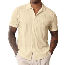 Camicia uomo manica corta abbottonata colletto cubano casual estiva prezzo consigliato £21