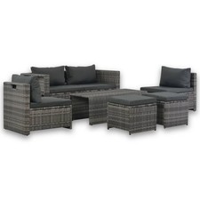 Sofa Set Grey Poly Rattan