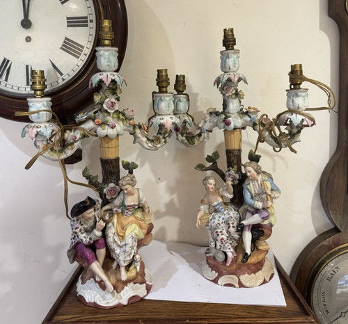 Pair sitzendorf porcelain - of,