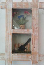 QUADRO QUADRETTO 2 BACHECHE LEGNO RUSTICO RURALE ANTICATO CM 30X21 ASSORTITO