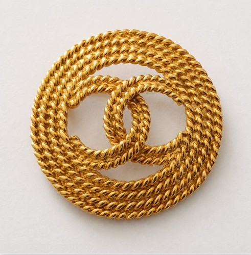 Chanel broche dorée double - chanel, cc