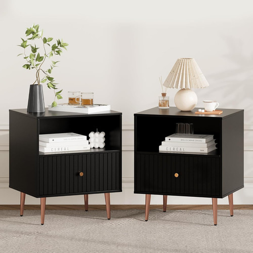 Set comodino moderno nero con