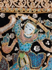 Arazzo indiano nero da appendere a parete in cotone ricamato a mano ...