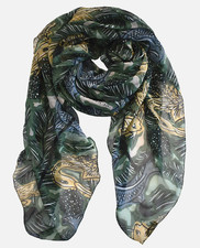 Stola sciarpa BURBERRY London "BEASTS THISTLE" stampa lavata 100% SETA OVERSIZE