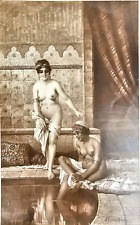 antica Stampa Fotografica Foto Erotica Donna Nudo di Donne Orientaliste Vintage