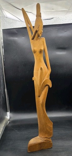 Statua legno donna nuda - statua, in