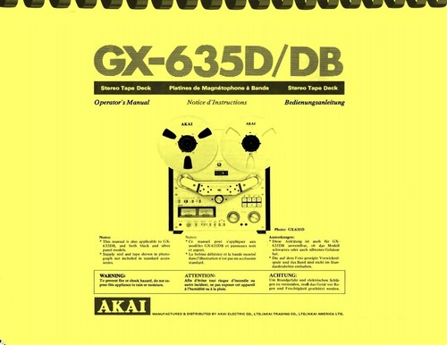 Akai 635d 635db - gx-635d, gx-635db