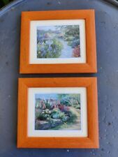 Quadri moderni, stampe di giardini fioriti, fiori colorati, cornice arancione [2