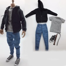 1/6 Man Black Zip Hoodie Shirt