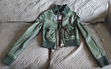 BELSTAFF JACKET-GREEN-LEATHER BIKER -TG.44 (S ITA)-RARE-MALENOTTI-GIACCA PELLE-
