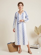 Tunica alta hippie blu bianca