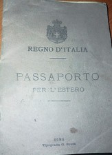 DOCUMENTO D'EPOCA-PASSAPORTO REGNO D'ITALIA 1921-MARCHE DA BOLLO