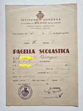 Pagella Scolastica Istituto Gonzaga Milano 1945 1946 Scuola Media