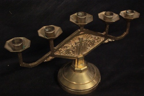Antico candelabro bronzo - bronzo, /