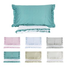 Set Lenzuola Renato Balestra Cotone Matrimoniale Federe con Volant a Righe ALICE