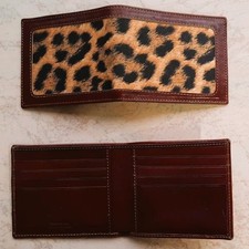 Portafoglio in vera pelle con nastro stampato leopard - 100% Made in Italy