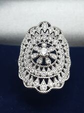 Anello Donna Filigrana Con Cristalli Swarovski Placcato Oro Bianco 24kt 