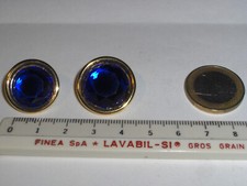 BOTTONE GIOIELLO STRASS BLUETTE ANNI 80 VINTAGE 2 MISURE FONDO DI MAGAZZINO