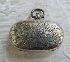 Astuccio porta sovrano vittoriano argento massiccio Birmingham 1898 monogramma P L