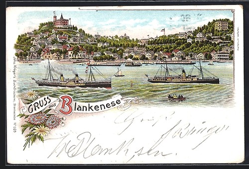 Litografia amburgo blankenese - litografia, amburgo-blankenese
