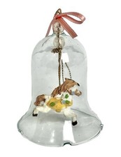 Campana giostra vintage vetro smerlato ornamento natalizio giostra cavallo