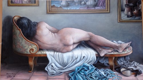 Olio tela 120x70 nudo di - olio,