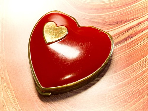 Heart shaped red - gold, tone