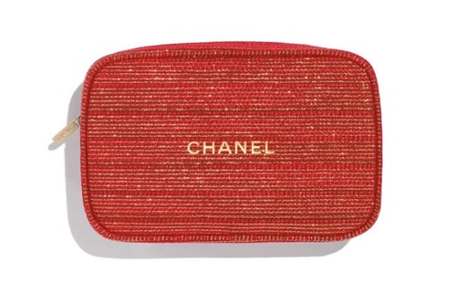 Borsa trucco tweed rosso