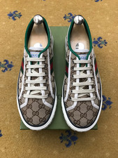 Gucci scarpe da ginnastica sneakers monogramma tela tennis 1977 uomo US 8 UK 7,5 41,5