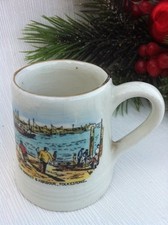  VECCHIO  BOCCALE DA BIRRA  IN CERAMICA SOUVENIR  FOLKESTONE h cm 5,5