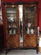 Vetrinetta stile Chippendale inizio '900 - radica di noce e cristallo