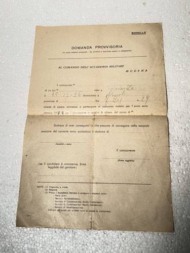 Domanda accademia militare - domanda, di