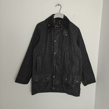 Barbour Beaufort A155 Cappotto Cera Uomo Taglia Media Nero Field Jacket Vintage