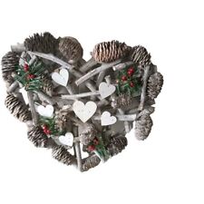 Ghirlanda Natalizie Forma Di Cuore Legno Intrecciato Vintage 