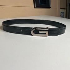 Gucci 138590 G Logo Buckle Belt Black Leather Size Made in Italy