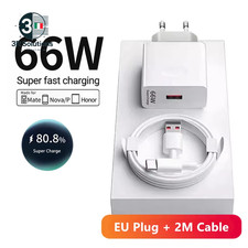 Caricatore Muro UE 66W 6A Super Veloce Huawei Mate P50 Nova Honor Cavo Type-C