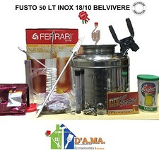 KIT FERMENTAZIONE BIRRA CON FUSTO 50 LT INOX ACCESSORI COMPLETO + MALTO