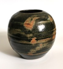 Vaso globo Bill Campbell Studio Pottery Tenmoku 1997 SPLENDIDO firmato e datato