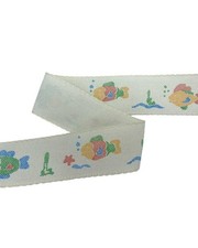 Nastro Bordo Tela Aida Fondo Panna con Pesciolini Punto Croce 55 Fori Alto 5 Cm 