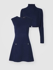 Robe aves veste en maille bleu