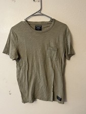 Abercrombie & Fitch T Shirt Uomo Piccola Marrone Tinta Unita Logo Manica Corta Girocollo