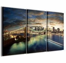 Quadro Moderno 100 x 60 cm Stampa su Tela Canvas 3 pz New York city bridge