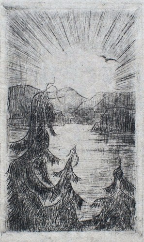 Paesaggio montano lago - , alba