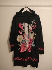 Abito in maglia con cappuccio grafico nero | elegante e caldo | idea regalo Natale taglia 14