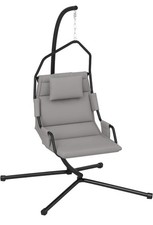 Poltrona Sospesa Da Giardino Imbottita Con Supporto E Cuscino Grigio Nera 