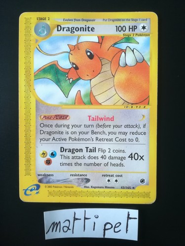 Carta pokémon dragonite - carta, pokémon: