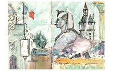 Cartolina Laura Frankstone Fontana di Palmier a Place Du Chatelet Parigi Francia