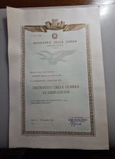 DIPLOMA AERONAUTICA  MEDAGLIA GUERRA DI LIBERAZIONE CON 1 STELLETTA 1972