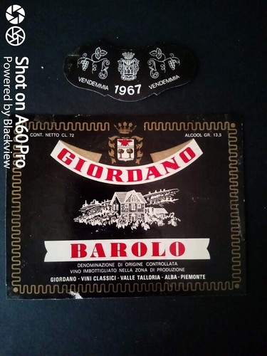 Barolo giordano 1967 - 1967, valle
